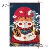 Japanese Style Fortune Cat Door Curtain Restaurant Half Curtain Kitchen Partition Curtain Sushi Ramen Decor Short Curtain,31x47 Inch