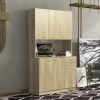 70.87" Tall Wardrobe& Kitchen Cabinet, with 6-Doors, 1-Open Shelves and 1-Drawer for bedroom,Rustic Oak