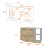 Miami 2 Piece Kitchen Set, Kitchen Island + Pantry Cabinet , White /Light Oak