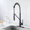 Matte Black Kitchen Faucet with Soap Dispenser Single Handle Kitchen Sink Faucet with Pull Down Sprayer Utility Sink Faucet Single Hole for Laundry Si