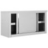 Kitchen Wall Cabinet with Sliding Doors 35.4"x15.7"x19.7" Stainless Steel