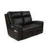 Caleb Triple Power Loveseat Top Grain Leather Lumbar Support Adjustable Headrest