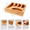 Ziplock Bag Organizer Zip Lock Bag Organizer Dispenser for Pantry-Bamboo Kitchen Drawer Container Suitable for Gallon; Quart; Sandwich; Snack; Food St