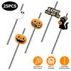 25Pcs Halloween Party Striped Decorative Straws Disposable Drinking Straws Paper Straw Décor