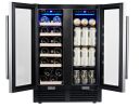 SOTOLA 24'' Wine Cooler Refrigerator - Dual Zone Built-in or Freestanding Fridge with Stainless Steel Tempered Glass Door and Temperature Memory Funct