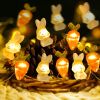 1 Roll Of Bunny Carrot String Lights Battery Operated, Easter Decor Spring Rabbit Fairy Lights For Home Indoor Outdoor Easter Basket Eggs Party Season