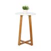 FCH Single Layer Bamboo Side Table 40*37*59.5cm Round White Table Top Natural Wood Table Legs RT