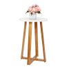 FCH Single Layer Bamboo Side Table 40*37*59.5cm Round White Table Top Natural Wood Table Legs RT