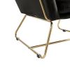 Keira Black Velvet Accent Chair with Metal Base