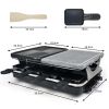 Dual Raclette Table Grill w Non-Stick Grilling Plate & Cooking Stone- 8 Person Electric Tabletop Cooker for Korean BBQ- Melt Cheese, Cook Meat & Veggi