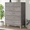 Modern Concise Style Solid wood Grey grain Five-Drawer Chest with Tapered Legs