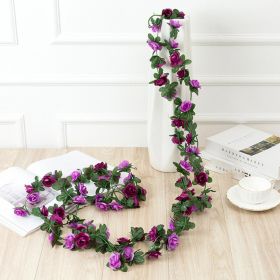 1pc 98.43inch/8.2ft Rose Artificial Flowers; Artificial Flower Christmas Garland; Fake Rose Vine For Wedding Home Room Decoration Spring Autumn Garden (Quantity: 1pc, Color: purple)