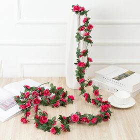 1pc 98.43inch/8.2ft Rose Artificial Flowers; Artificial Flower Christmas Garland; Fake Rose Vine For Wedding Home Room Decoration Spring Autumn Garden (Quantity: 1pc, Color: Rose red)