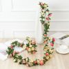 1pc 98.43inch/8.2ft Rose Artificial Flowers; Artificial Flower Christmas Garland; Fake Rose Vine For Wedding Home Room Decoration Spring Autumn Garden