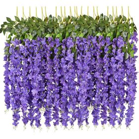 12 Packs Artificial Hanging Plants, Premium Oxidation Resistance Artificial Flower, Artificial Wisteria Plants (Color: purple)