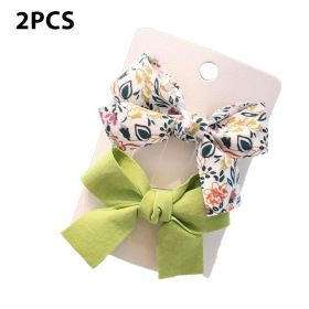 Cute Bows Baby Girls Hair Clips Solid Color Floral Pattern Children Hairpins Korean Korean Kids Hair Accessories (Color: B- Green)