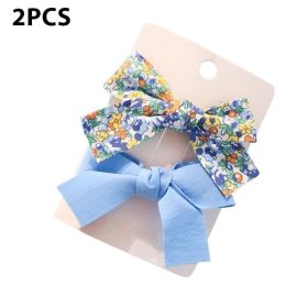 Cute Bows Baby Girls Hair Clips Solid Color Floral Pattern Children Hairpins Korean Korean Kids Hair Accessories (Color: B- Blue)