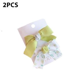 Cute Bows Baby Girls Hair Clips Solid Color Floral Pattern Children Hairpins Korean Korean Kids Hair Accessories (Color: C- Green)