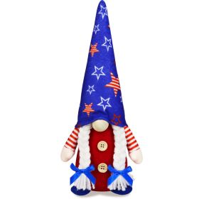 4th of July Patriotic Gnome Decorations;  Mr & Mrs USA Swedish Tomte Gnomes Plush Table Ornaments (Color: blue)