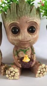 Galaxy Guard Flower Pot Tree Man Grute Baby Tree Man PVC Handmade Ornament (Colour: Big Embracing Bird)