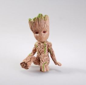 Galaxy Guard Flower Pot Tree Man Grute Baby Tree Man PVC Handmade Ornament (Colour: Sitting Little Tree Man Box Brown)