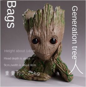 Galaxy Guard Flower Pot Tree Man Grute Baby Tree Man PVC Handmade Ornament (Colour: 1st Generation Tree Man Bag)