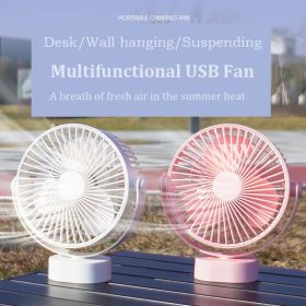 Low Noise Fan; New Wall-Mounted Hanging Multifunctional Fan With Nightlight Illumination Mode 360Â°All-Round Rotating Fan; Rechargeable USB Fan Multi-P (Color: pink)