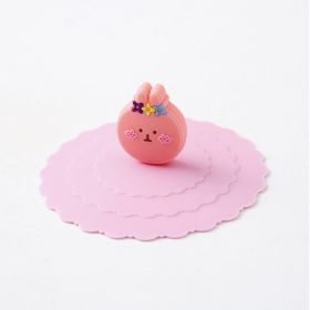 1pc Creative Silicone Cup Cover With Leak-proof And Dustproof Design (Color: Pink + Pink Rabbit)