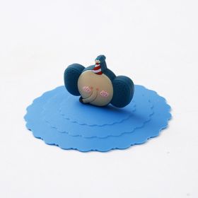 1pc Creative Silicone Cup Cover With Leak-proof And Dustproof Design (Color: Blue + Elephant)