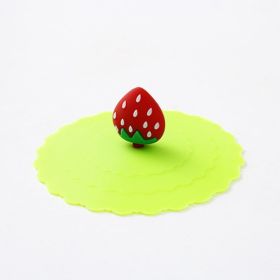 1pc Creative Silicone Cup Cover With Leak-proof And Dustproof Design (Color: Green+ Strawberry)