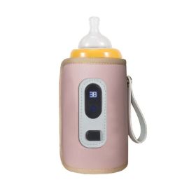 1Pc Baby Bottle Warmer Feeding Bottle Heat Keeper Travel Warmer Cover Formula Milk Water USB Heater Outdoor Bottle Warmer (Color: pink)