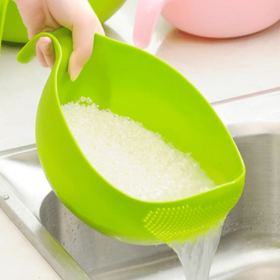 1pc Rice Washer Quinoa Strainer Cleaning Veggie Fruit Wash Sifter Kitchen Tools With Handle (Size: L, Color: green)