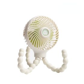 Mini Handheld Stroller Fan Octopus Fan Baby Fan with Flexible Tripod Wrapped on Stroller; Car Seat; Student Bed; Bike USB Rechargeable Fan; Desk Fan f (Colour: White)