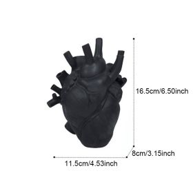 Vase In The Shape Of Human Heart; Home Decoration; Desktop Art Craft Ornament; Exquisite And High-end Indoor Vase; Organ Design Flower Container (Size: 11.5*8*16.5, Color: BLACK)