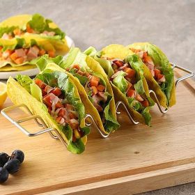 1pc Stainless Steel Burrito Pancake Stand; Tacoholder Pancake Stand; W-shaped Taco Stand (Color: Silvery)