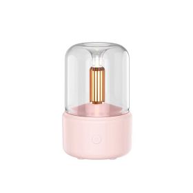 1pc Portable Small Cool Mist Humidifiers 120ML - USB Desktop Humidifier For Plants; Office; Car; Baby Room With Creative Simulation Candlelight Aromat (Color: pink)