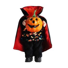 Halloween Headless Doll Halloween Gnome with Pumpkin and Vampires Cloak for Halloween Decorations (Color: BLACK)