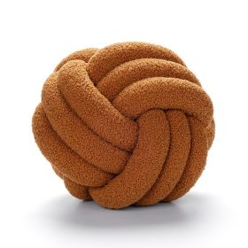 Soft Knot Ball Pillows Throw Knotted Handmade Round Plush Pillow (Size: 28CM, Color: Brown)