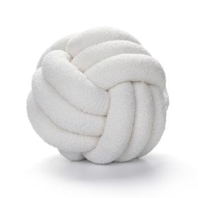 Soft Knot Ball Pillows Throw Knotted Handmade Round Plush Pillow (Size: 22cm, Color: White)