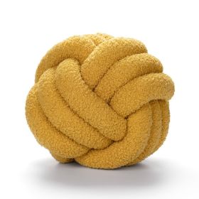 Soft Knot Ball Pillows Throw Knotted Handmade Round Plush Pillow (Size: 35CM, Color: yellow)