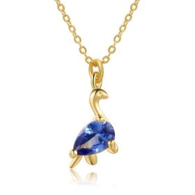 18 Karat Gold Jewelry Forest Baby Dinosaur Necklace (Color: Little dark blue dinosaur)