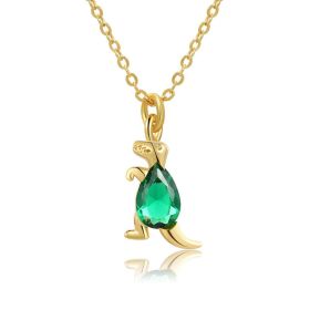 18 Karat Gold Jewelry Forest Baby Dinosaur Necklace (Color: Little green dinosaur)