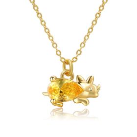 18 Karat Gold Jewelry Forest Baby Dinosaur Necklace (Color: Little yellow dinosaur)