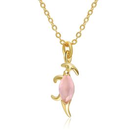 18 Karat Gold Jewelry Forest Baby Dinosaur Necklace (Color: Little light pink dinosaur)