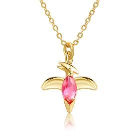 18 Karat Gold Jewelry Forest Baby Dinosaur Necklace (Color: Little rose dragon)