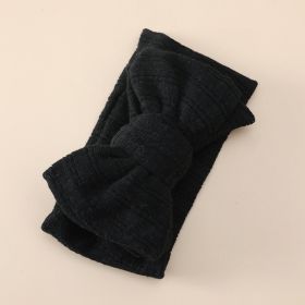 Cute Bowknot Cotton Elastic Baby Hair Band (Color: BLACK)