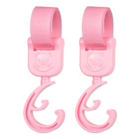 2pcs Baby Stroller Hooks Hiking Buckle (Color: pink)