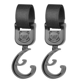 2pcs Baby Stroller Hooks Hiking Buckle (Color: BLACK)