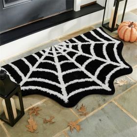 Spider Web Indoor Halloween Rug Plush Gothic Bathroom Mat, Non-Slip (Size: 40X60cm)