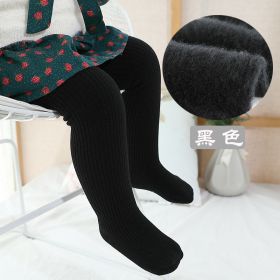 New Thicken Girls Tights for Winter Autumn 1 Pcs Warm Baby Girls Clothing Children Stockings 0-6 Years Old Solid Kids Pantyhose (Size: S(0-6M), Color: BLACK)